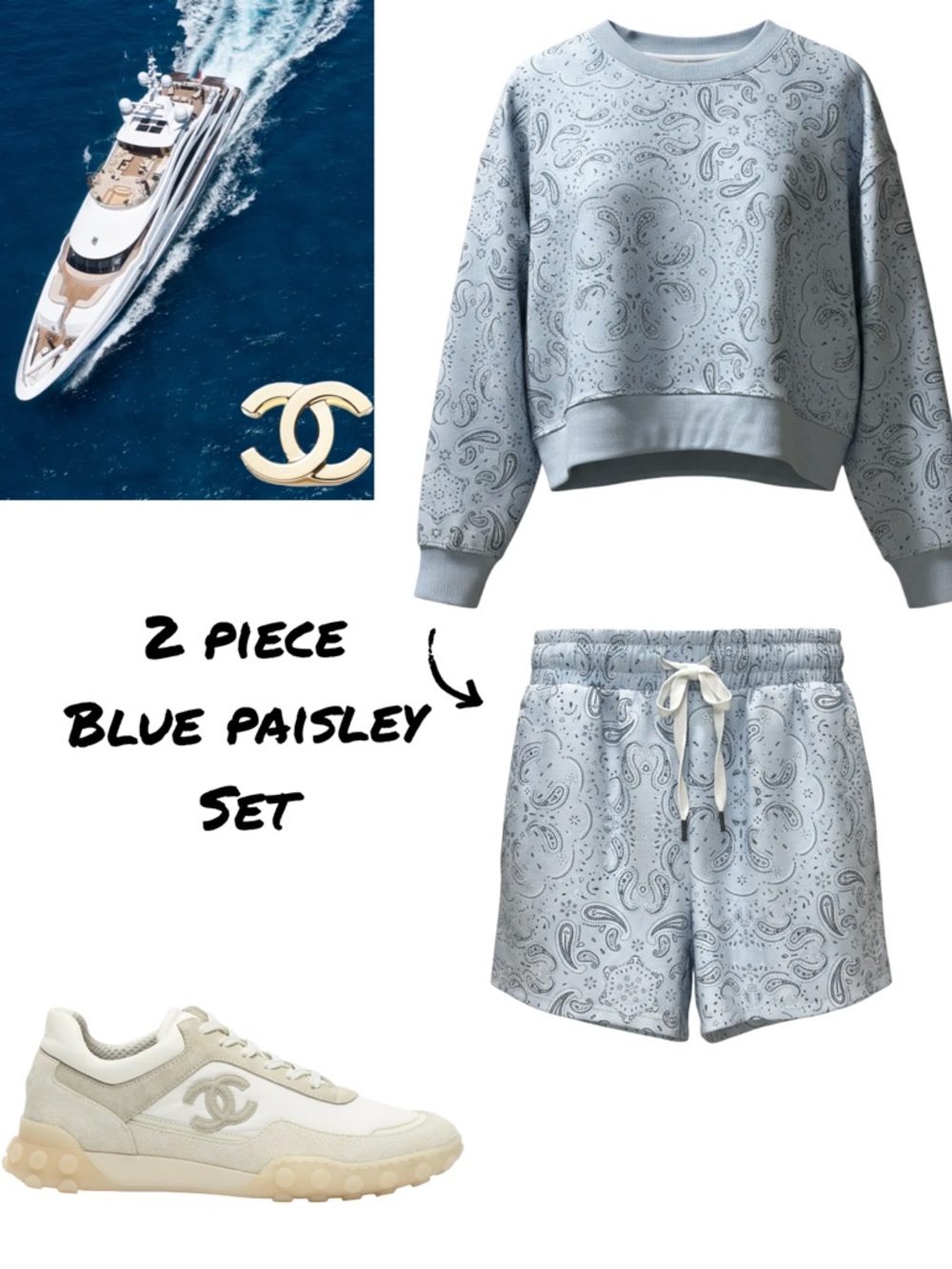 Blue Paisley Two-Piece Lounge Set